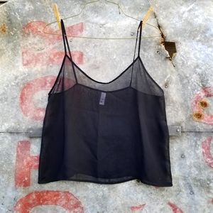 American Apparel Black Chiffon Top M